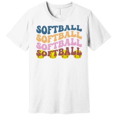 Softball Retro Groovy Sport Lover Premium T-Shirt