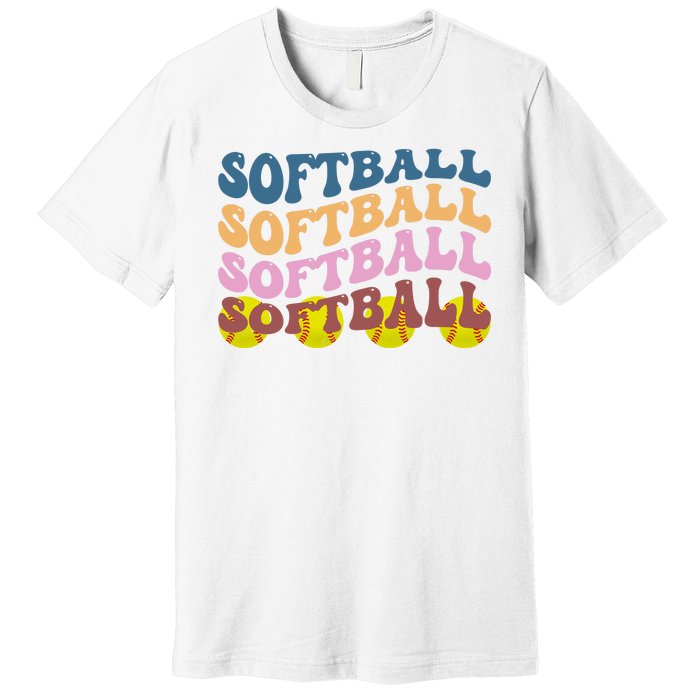 Softball Retro Groovy Sport Lover Premium T-Shirt