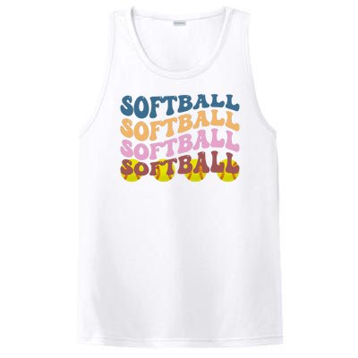 Softball Retro Groovy Sport Lover PosiCharge Competitor Tank