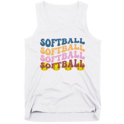 Softball Retro Groovy Sport Lover Tank Top
