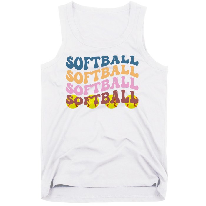 Softball Retro Groovy Sport Lover Tank Top