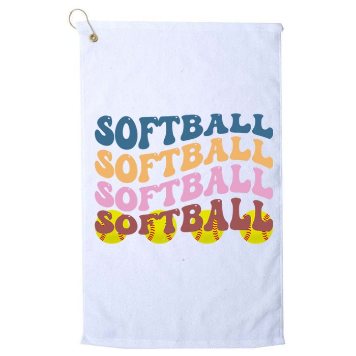 Softball Retro Groovy Sport Lover Platinum Collection Golf Towel