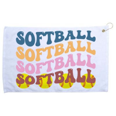 Softball Retro Groovy Sport Lover Grommeted Golf Towel