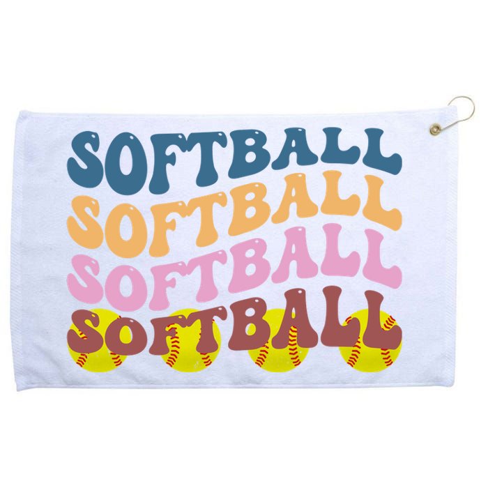 Softball Retro Groovy Sport Lover Grommeted Golf Towel