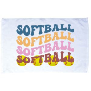 Softball Retro Groovy Sport Lover Microfiber Hand Towel