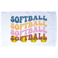 Softball Retro Groovy Sport Lover Microfiber Hand Towel