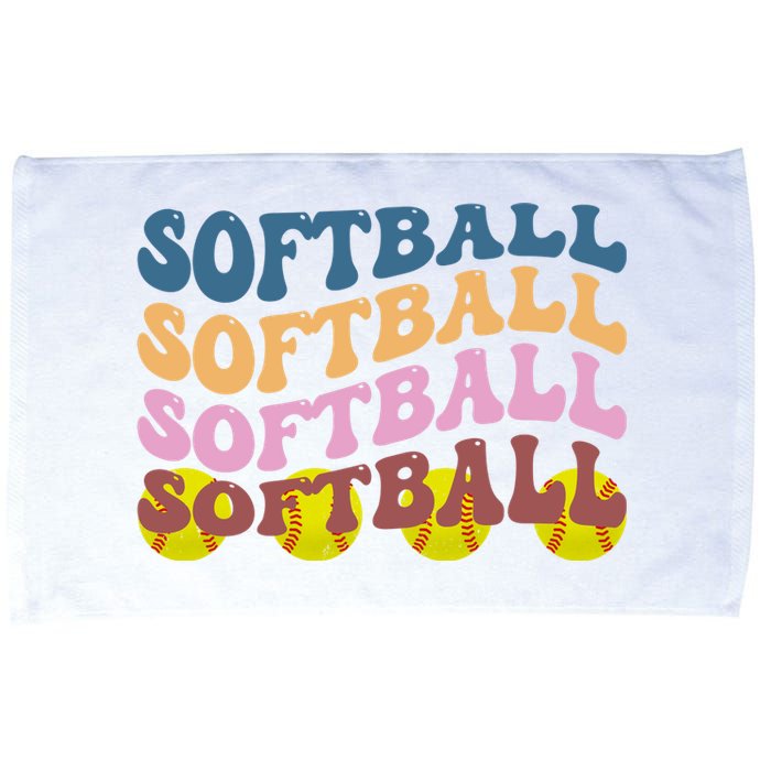 Softball Retro Groovy Sport Lover Microfiber Hand Towel