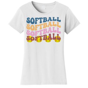 Softball Retro Groovy Sport Lover Women's T-Shirt