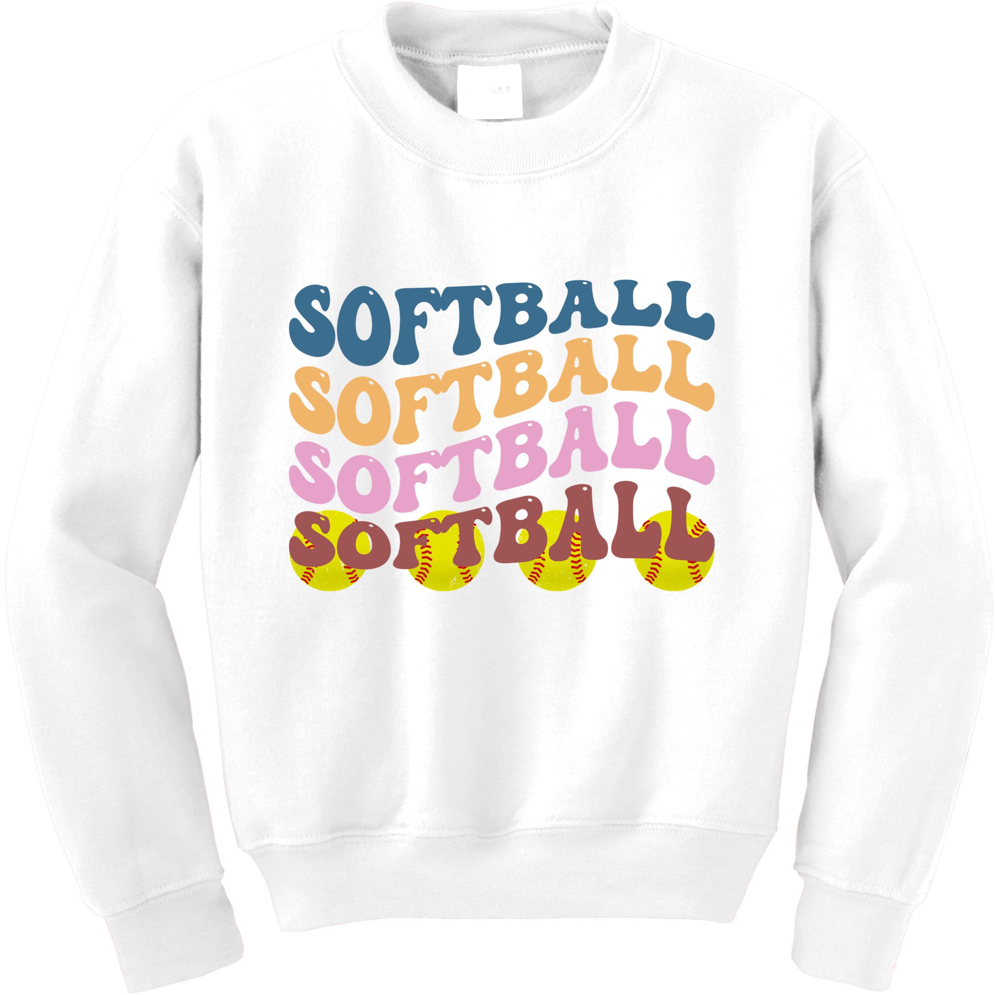 Softball Retro Groovy Sport Lover Kids Sweatshirt