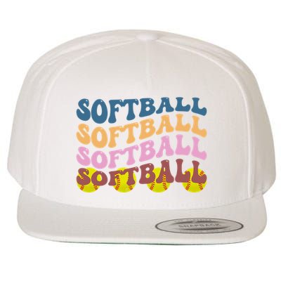 Softball Retro Groovy Sport Lover Wool Snapback Cap