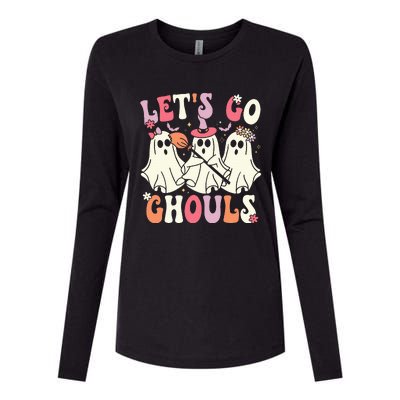 Spooky Retro Groovy Halloween Ghost Costume Womens Cotton Relaxed Long Sleeve T-Shirt