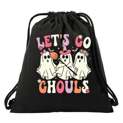 Spooky Retro Groovy Halloween Ghost Costume Drawstring Bag