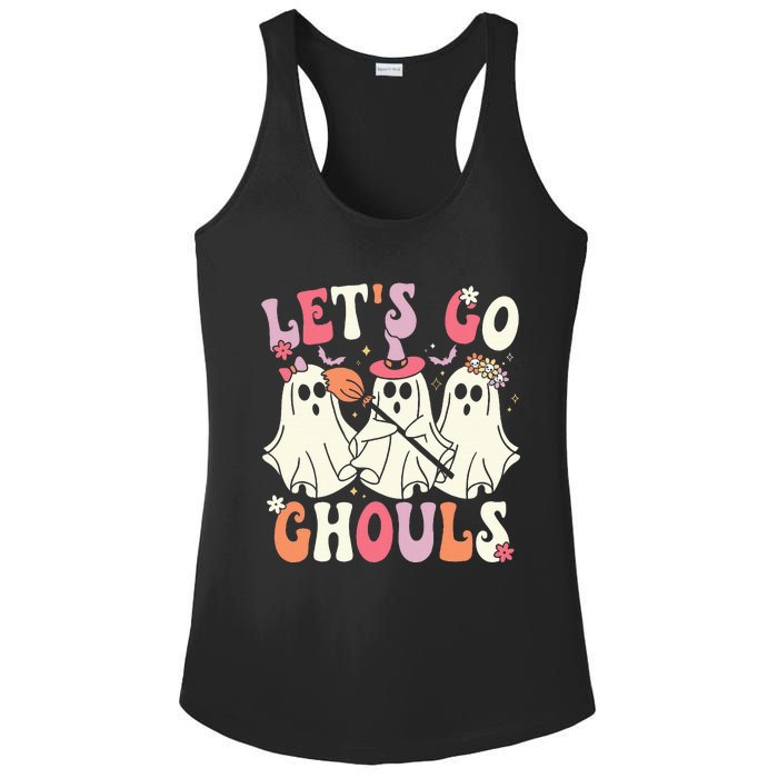 Spooky Retro Groovy Halloween Ghost Costume Ladies PosiCharge Competitor Racerback Tank