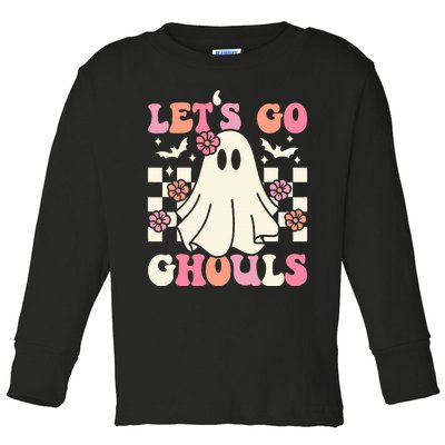 Spooky Retro Groovy Halloween Ghost Costume Toddler Long Sleeve Shirt