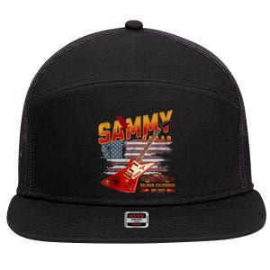 Sammy Red Guitar Rock Both Worlds Vh Concert 7 Panel Mesh Trucker Snapback Hat