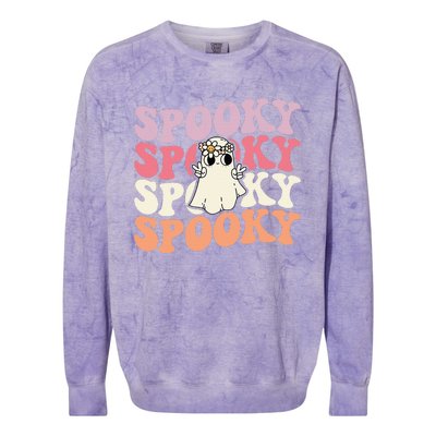 Spooky Retro Groovy Floral Ghost Halloween Costume Colorblast Crewneck Sweatshirt