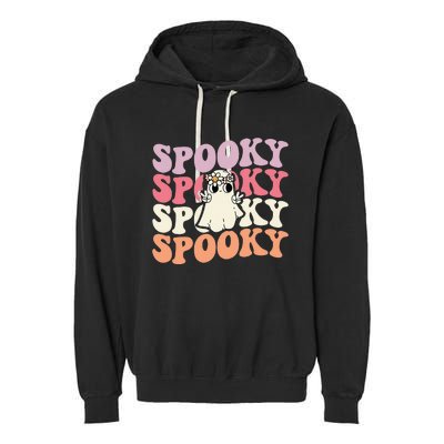 Spooky Retro Groovy Floral Ghost Halloween Costume Garment-Dyed Fleece Hoodie