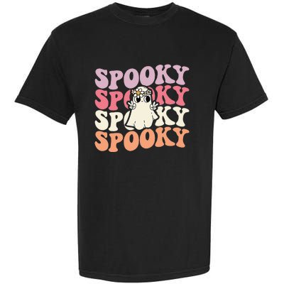 Spooky Retro Groovy Floral Ghost Halloween Costume Garment-Dyed Heavyweight T-Shirt