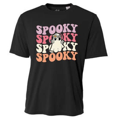 Spooky Retro Groovy Floral Ghost Halloween Costume Cooling Performance Crew T-Shirt