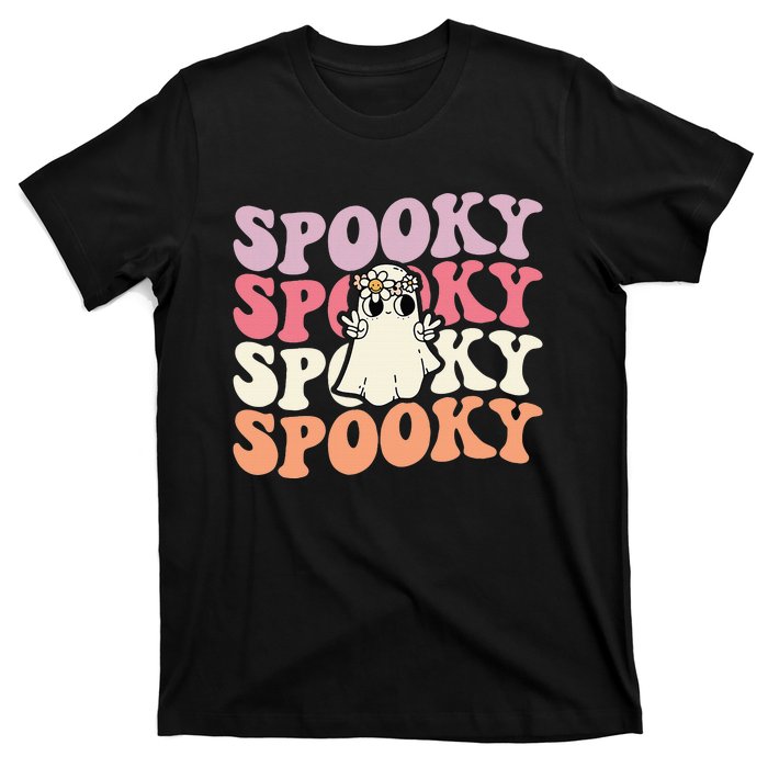 Spooky Retro Groovy Floral Ghost Halloween Costume T-Shirt