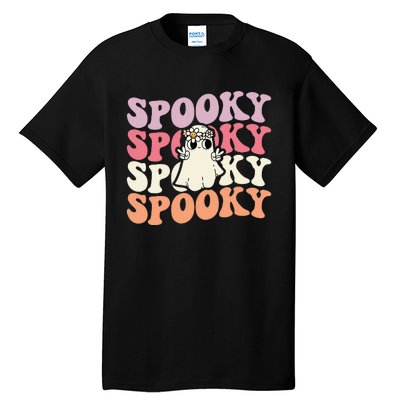 Spooky Retro Groovy Floral Ghost Halloween Costume Tall T-Shirt