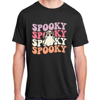 Spooky Retro Groovy Floral Ghost Halloween Costume Adult ChromaSoft Performance T-Shirt