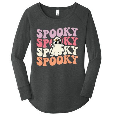 Spooky Retro Groovy Floral Ghost Halloween Costume Women's Perfect Tri Tunic Long Sleeve Shirt