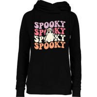 Spooky Retro Groovy Floral Ghost Halloween Costume Womens Funnel Neck Pullover Hood