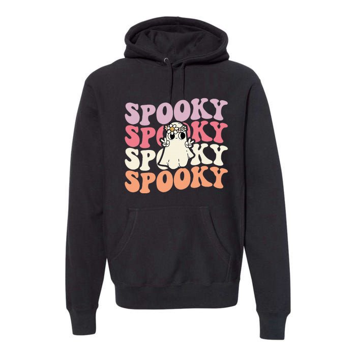 Spooky Retro Groovy Floral Ghost Halloween Costume Premium Hoodie