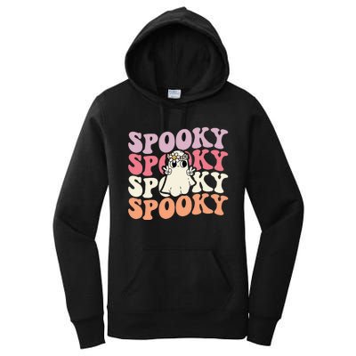 Spooky Retro Groovy Floral Ghost Halloween Costume Women's Pullover Hoodie