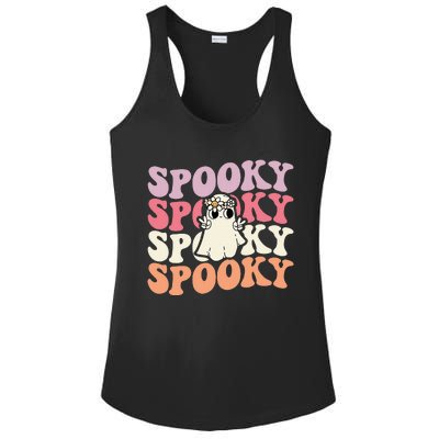 Spooky Retro Groovy Floral Ghost Halloween Costume Ladies PosiCharge Competitor Racerback Tank