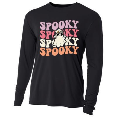 Spooky Retro Groovy Floral Ghost Halloween Costume Cooling Performance Long Sleeve Crew