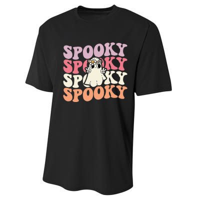 Spooky Retro Groovy Floral Ghost Halloween Costume Performance Sprint T-Shirt