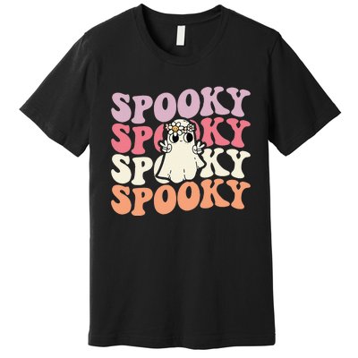 Spooky Retro Groovy Floral Ghost Halloween Costume Premium T-Shirt