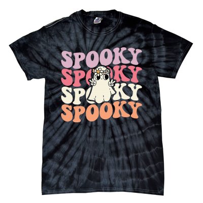 Spooky Retro Groovy Floral Ghost Halloween Costume Tie-Dye T-Shirt