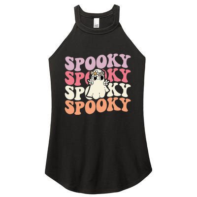 Spooky Retro Groovy Floral Ghost Halloween Costume Women's Perfect Tri Rocker Tank