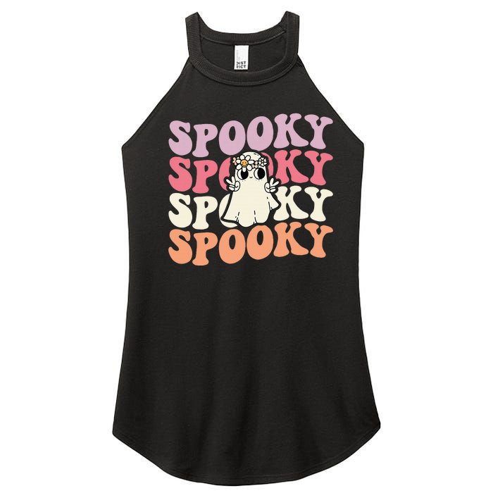 Spooky Retro Groovy Floral Ghost Halloween Costume Women's Perfect Tri Rocker Tank