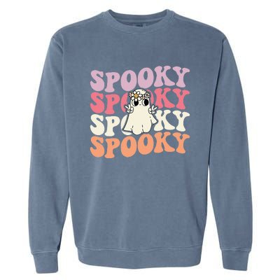 Spooky Retro Groovy Floral Ghost Halloween Costume Garment-Dyed Sweatshirt