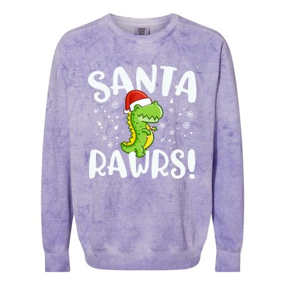 Santa Rawrs Green Dinosaur Cute Reptile Christmas Gift Great Gift Colorblast Crewneck Sweatshirt