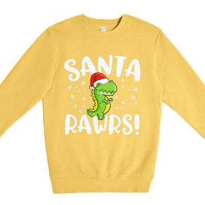 Santa Rawrs Green Dinosaur Cute Reptile Christmas Gift Great Gift Premium Crewneck Sweatshirt