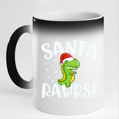 Santa Rawrs Green Dinosaur Cute Reptile Christmas Gift Great Gift 11oz Black Color Changing Mug