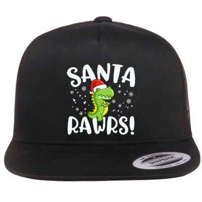 Santa Rawrs Green Dinosaur Cute Reptile Christmas Gift Great Gift Flatbill Hat