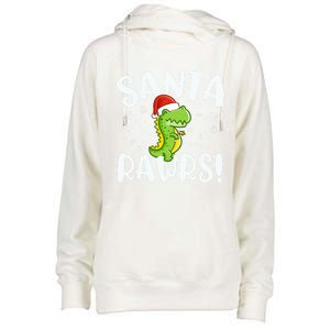 Santa Rawrs Green Dinosaur Cute Reptile Christmas Gift Great Gift Womens Funnel Neck Pullover Hood