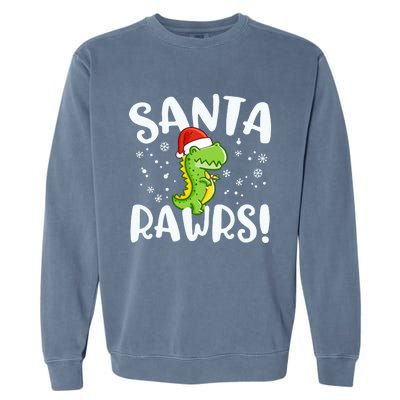 Santa Rawrs Green Dinosaur Cute Reptile Christmas Gift Great Gift Garment-Dyed Sweatshirt