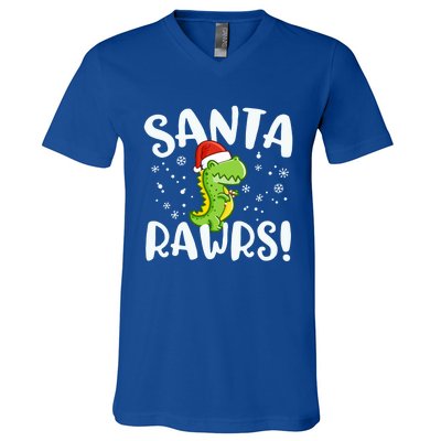 Santa Rawrs Green Dinosaur Cute Reptile Christmas Gift Great Gift V-Neck T-Shirt