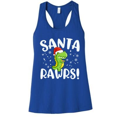 Santa Rawrs Green Dinosaur Cute Reptile Christmas Gift Great Gift Women's Racerback Tank