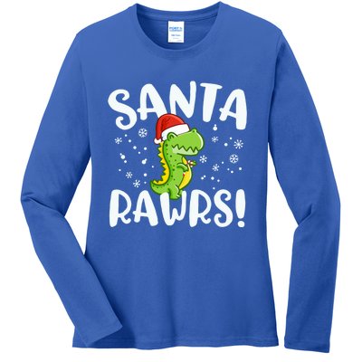 Santa Rawrs Green Dinosaur Cute Reptile Christmas Gift Great Gift Ladies Long Sleeve Shirt