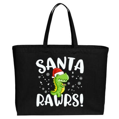 Santa Rawrs Green Dinosaur Cute Reptile Christmas Gift Great Gift Cotton Canvas Jumbo Tote