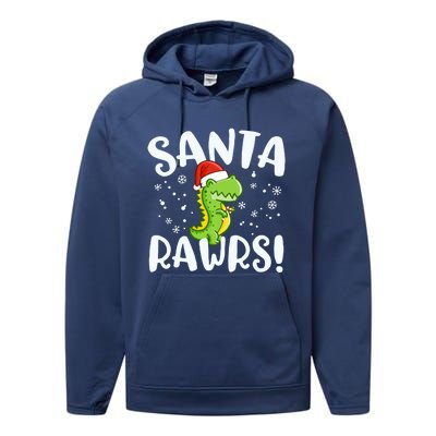 Santa Rawrs Green Dinosaur Cute Reptile Christmas Gift Great Gift Performance Fleece Hoodie