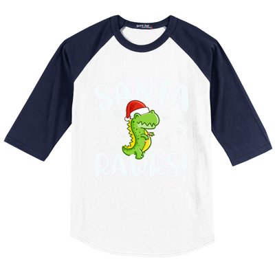 Santa Rawrs Green Dinosaur Cute Reptile Christmas Gift Great Gift Baseball Sleeve Shirt